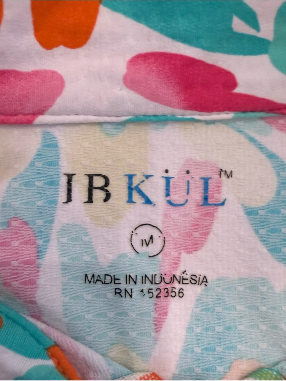 IBKUL Long Sleeve Quarter-Zip Top in Pink, Orange, Teal, Yellow - Picture 3 of 6